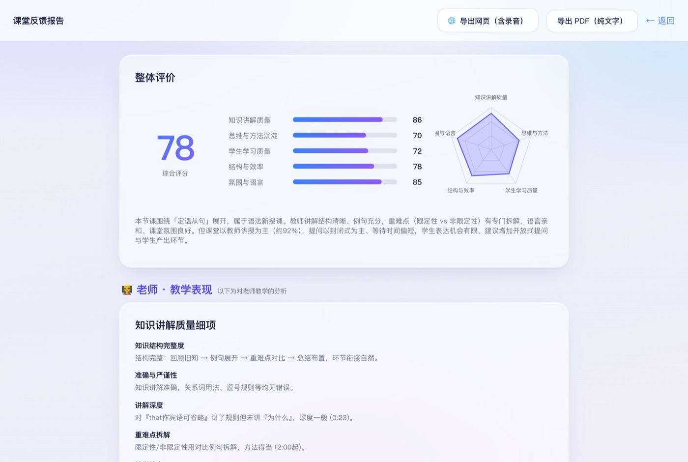 课堂跟踪 界面