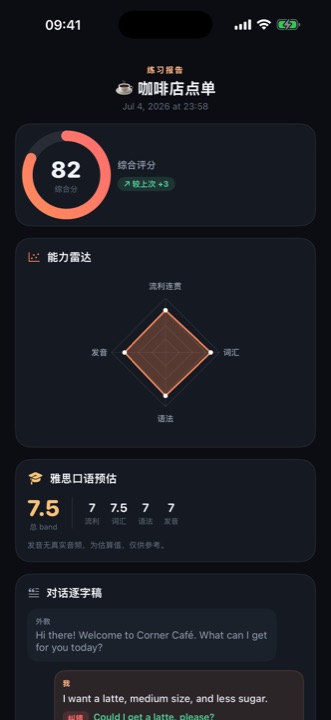 SpeakLoud · 雅思四维评分报告